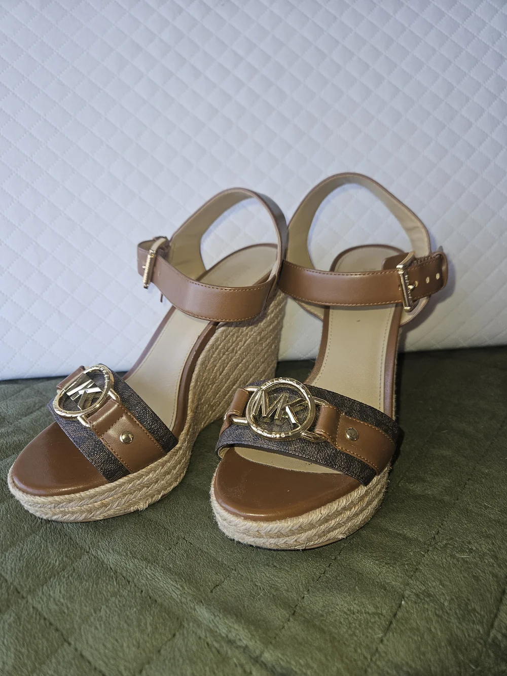 Michael Kors Brown Espadrille Wedge Sandals